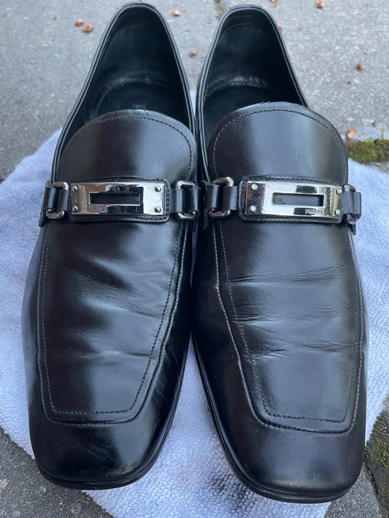 Prada Other - Prada Black Leather Buckle Slip-On Loafers